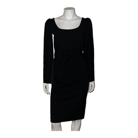 Quiz Women's Black Split Sleeve Midi Dress Belted Size 10 NWT - Picture 1 of 9